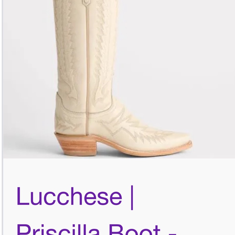 Lucchese Cream Western Boots - Picture 2 of 5
